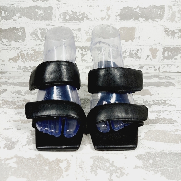 New Open Edit Quincy Black Adjustable Heels Sandals F773 - Picture 6 of 11